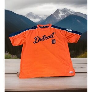Men's Vintage Detroit‎ Tigers Baseball Pullover Mesh Jersey Shirt 2XL Stitches